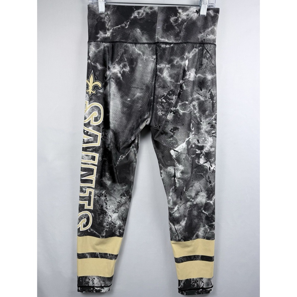 New Orleans Saints Women's Leggings Small NFL Team Apparel Tie Dye Black Gold